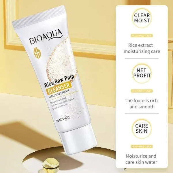 Bioaqua Rice Raw Pulp Cleanser For Skin Whitening 100g