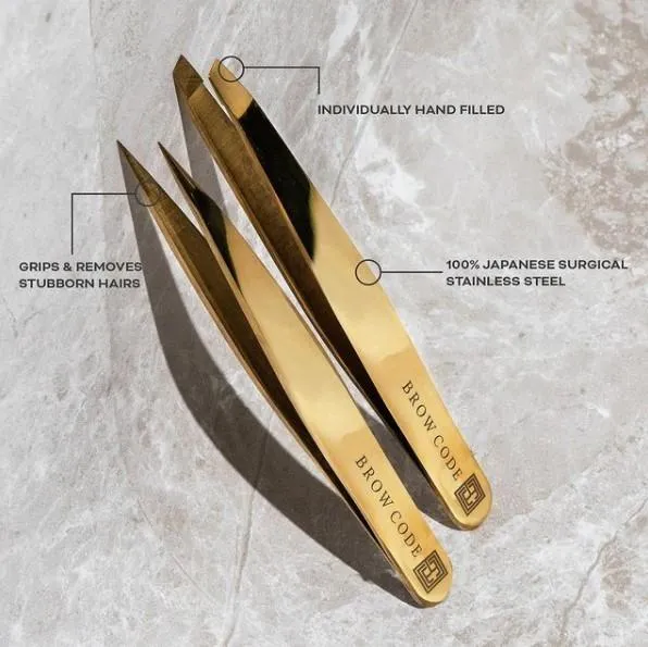 Brow Code - Pointed Precision Tweezers 100% Stainless Steel