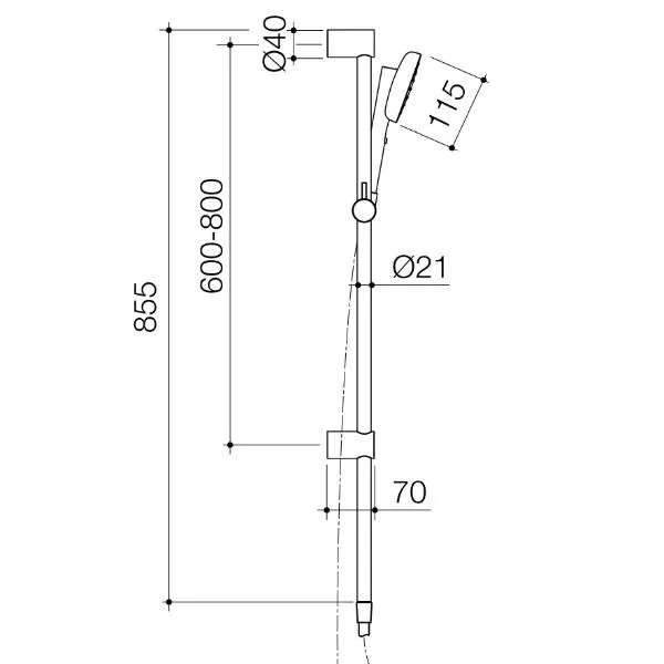 Caroma Contura II Rail Shower - Black