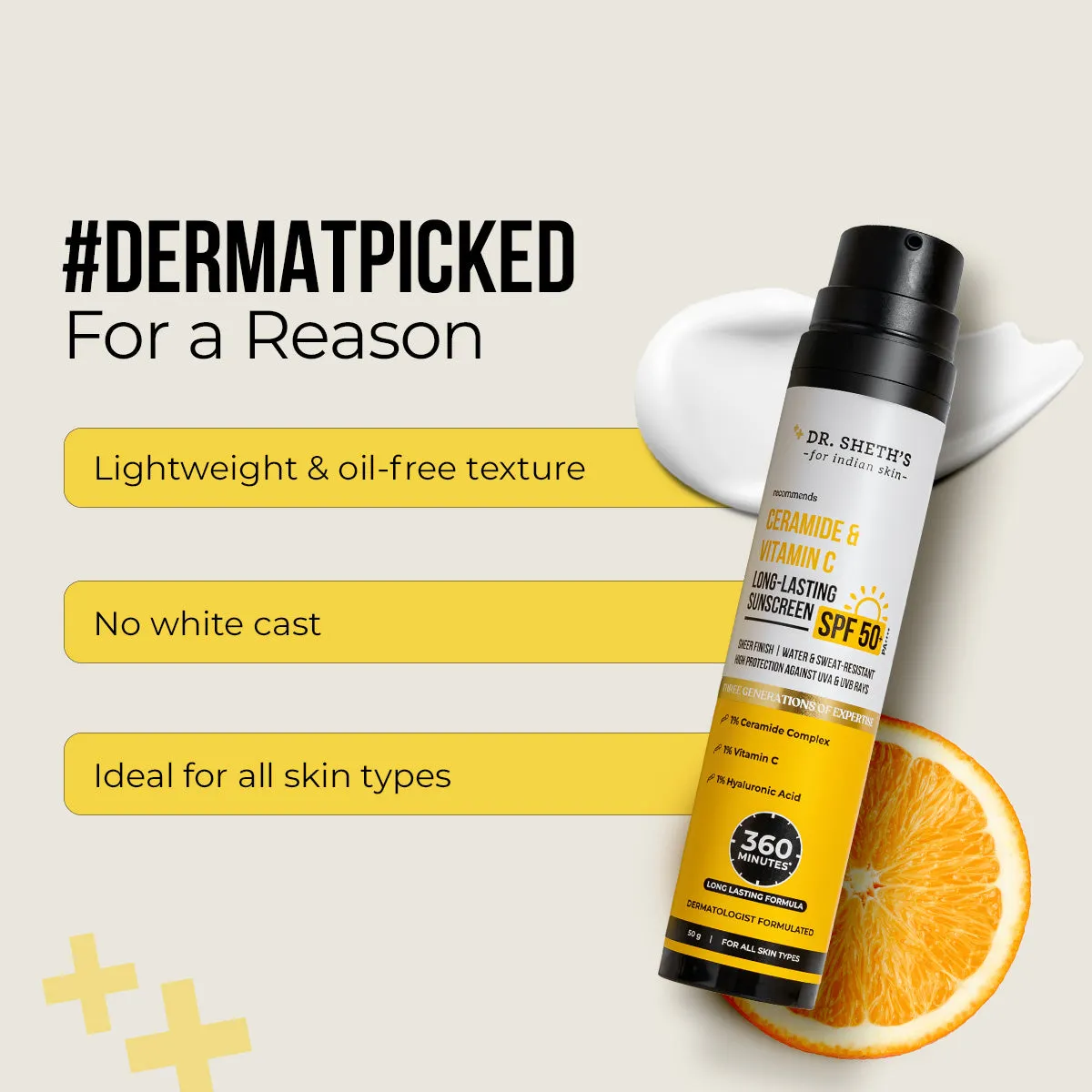 Ceramide & Vitamin C Long Lasting Sunscreen - 50gm