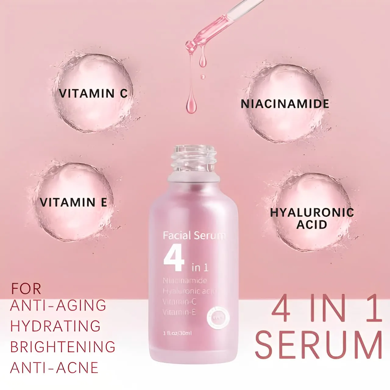 Facial Serum (4 in 1) Vitamin E, Niacinamide Anti-aging Hydrating & Whitening (Pack of 2)