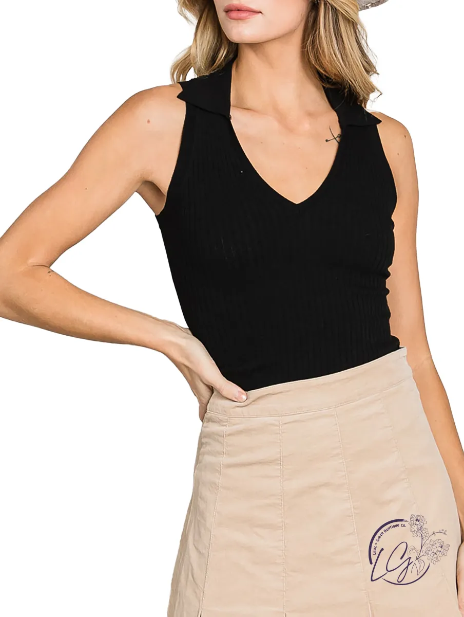 Good Days Only Collared Knit Tank