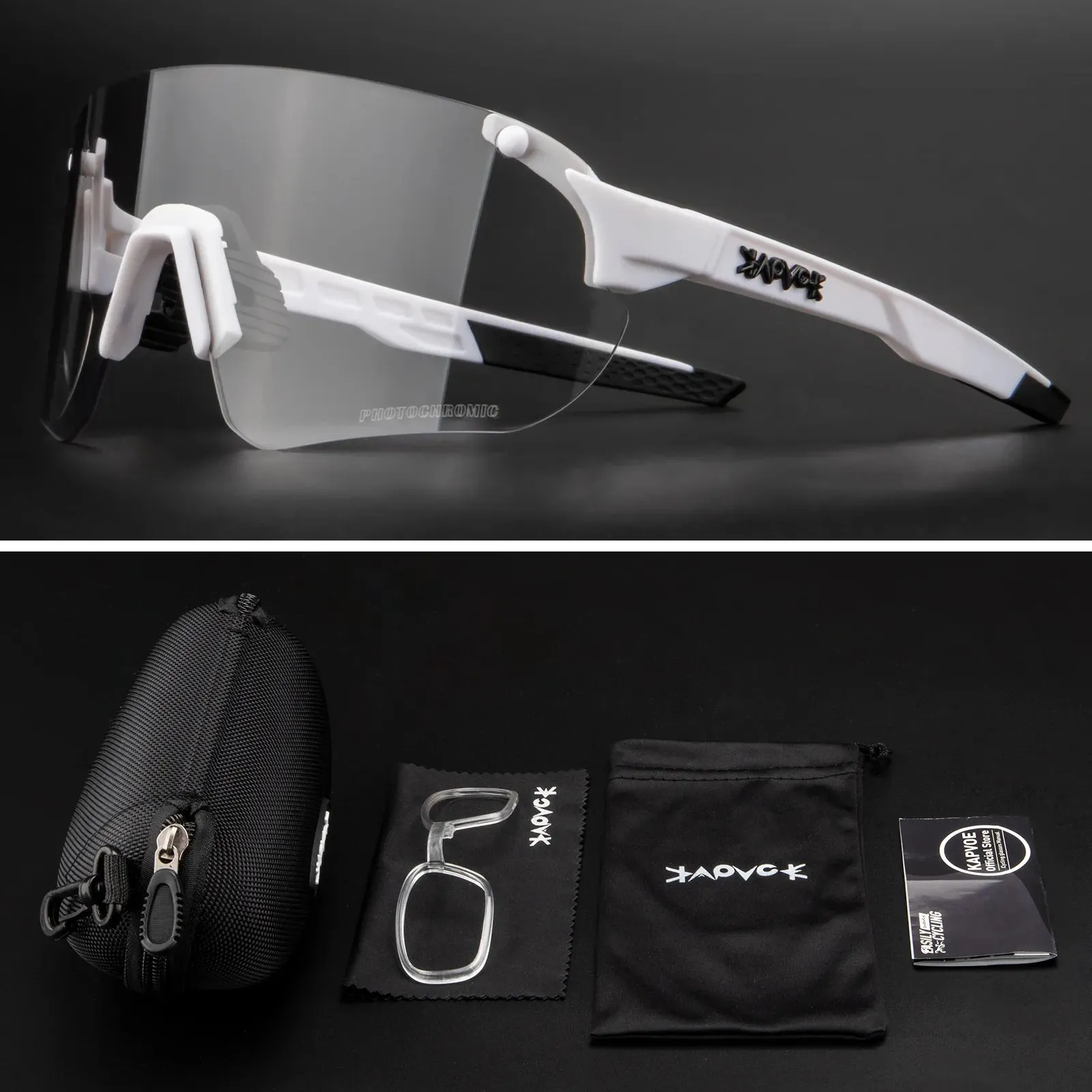 Kapvoe Photochromic Cycling Glasses Bike Eyewear Men Women Cycling Goggles UV400 1 Lens MTB Road Bike Sports Glasses