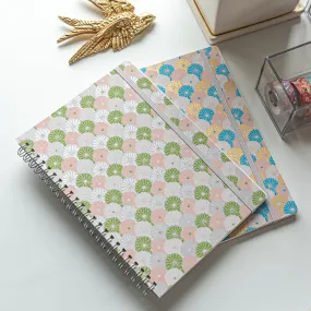 Lavender Mist Pastel Chrysanthemum Hand-Dyed Yuzen Washi Spiral Notebook (A5)