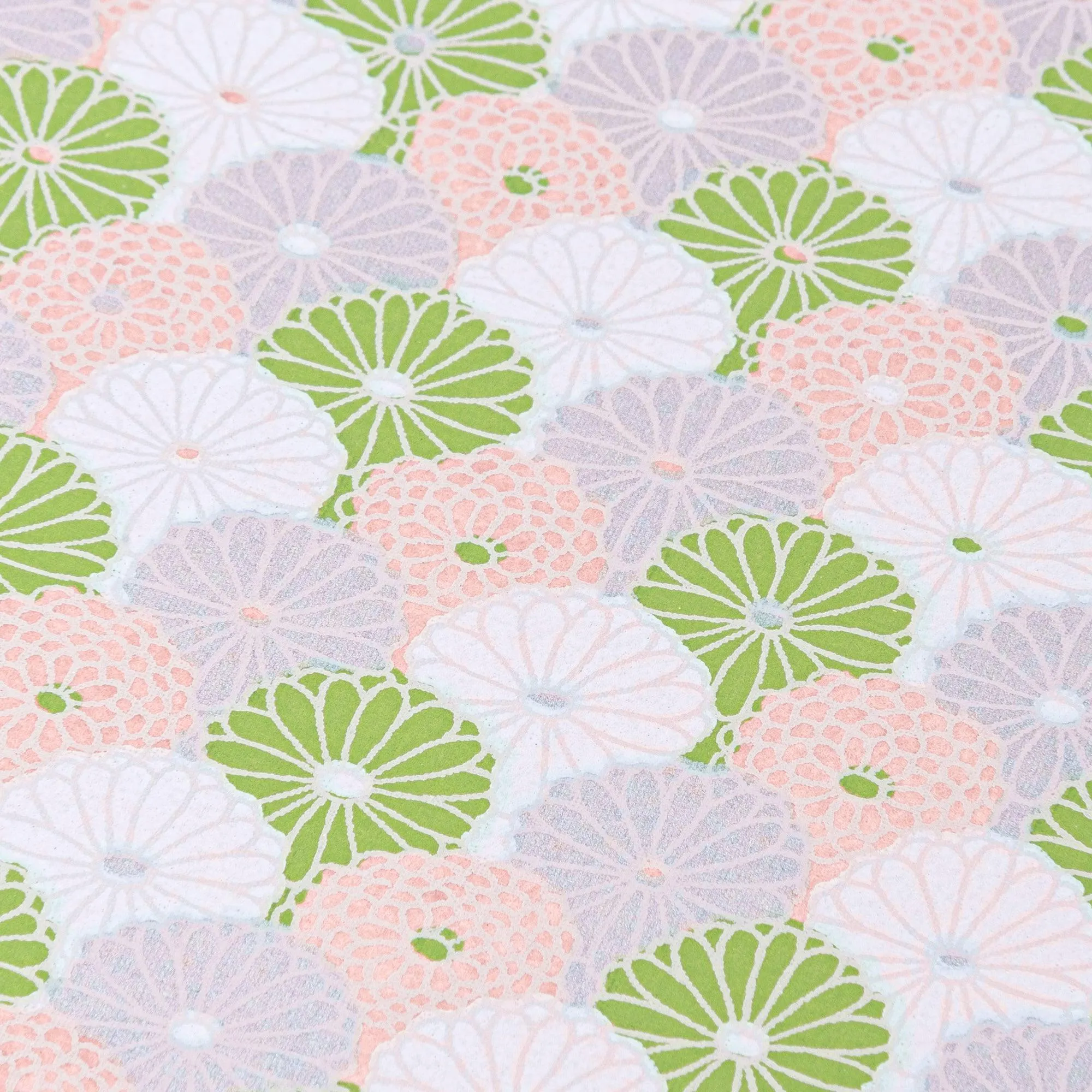 Lavender Mist Pastel Chrysanthemum Hand-Dyed Yuzen Washi Spiral Notebook (A5)