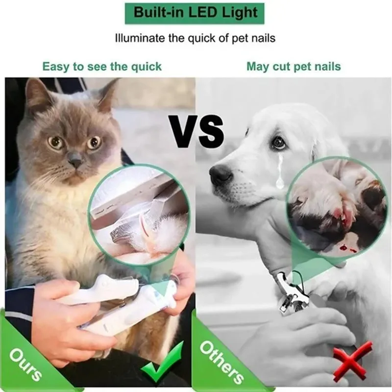 LED Light Pet Nail Clippers for Dogs and Cats