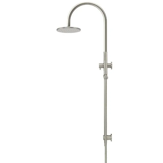 Meir Gooseneck Shower Set with 200mm rose, Single-Function Hand Shower Brushed Nickel