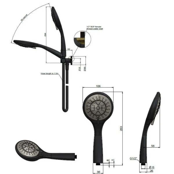 Meir Round 3 Function Hand Shower on Swivel Bracket Lustre Bronze