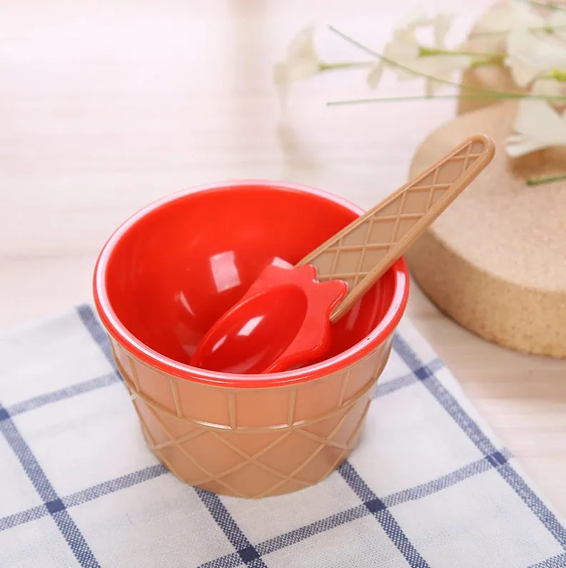 New 1 Set Kids Ice Cream Bowl Spoon Set