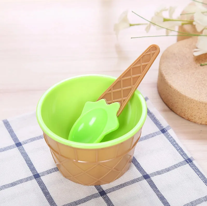 New 1 Set Kids Ice Cream Bowl Spoon Set