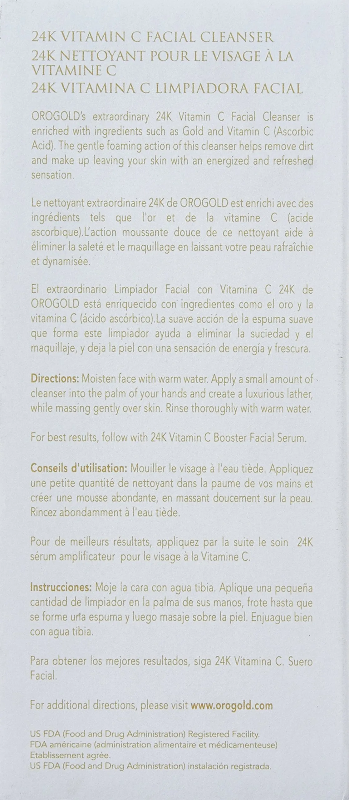 Oro Gold 24K Vitamin C Facial Cleanser From