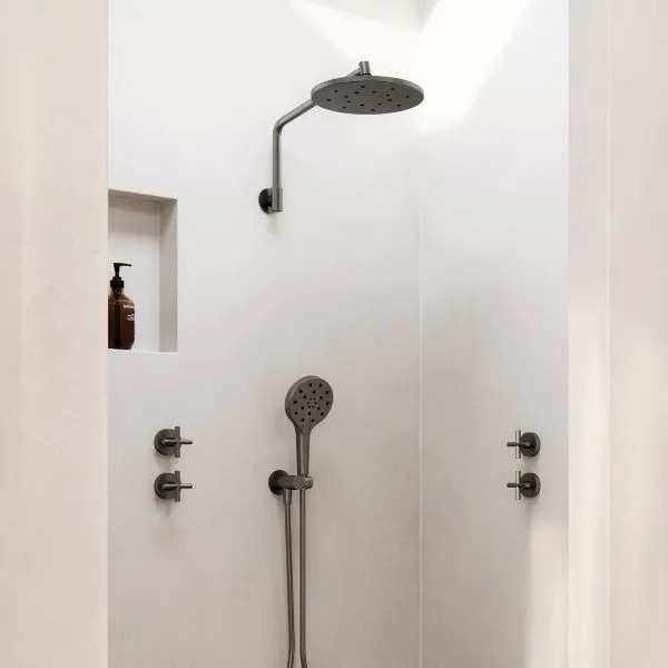 Phoenix Tapware Ormond High-Rise Shower Arm & Rose Brushed Carbon