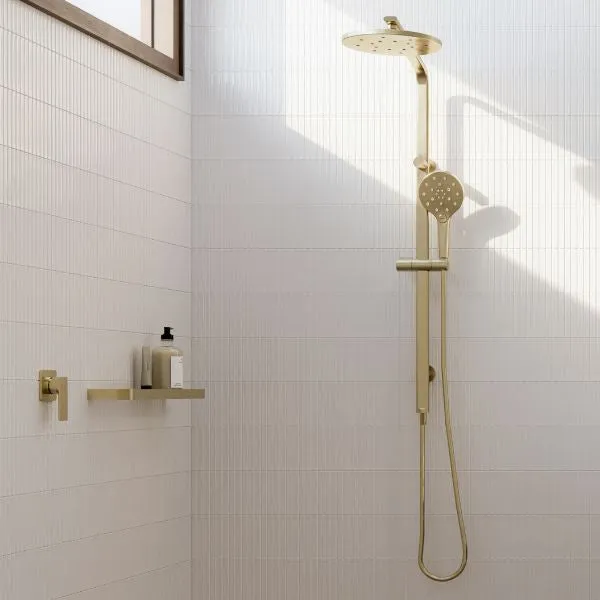 Phoenix Tapware Oxley Twin Rail Shower Brushed Gold