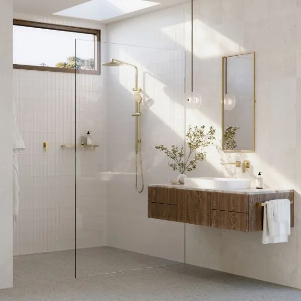 Phoenix Tapware Oxley Twin Rail Shower Brushed Gold