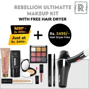 Rebellion UltiMatte Makeup Kit (8 Products)   Free Professional Hair Dryer