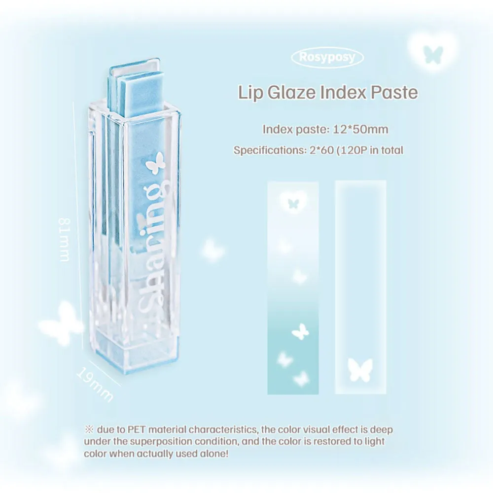 RosyPosy Girly Heart Lip Glaze Index Sticker Pink Color Student Stationery Office Stationery