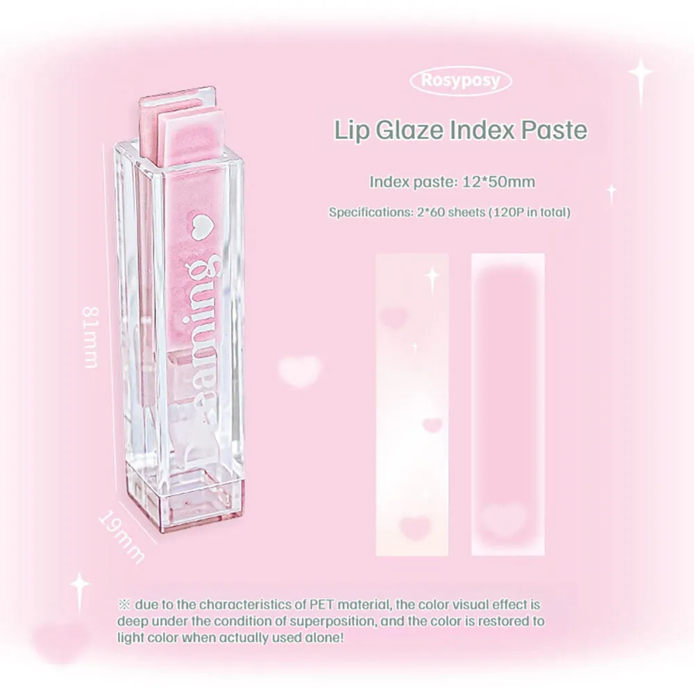 RosyPosy Girly Heart Lip Glaze Index Sticker Pink Color Student Stationery Office Stationery