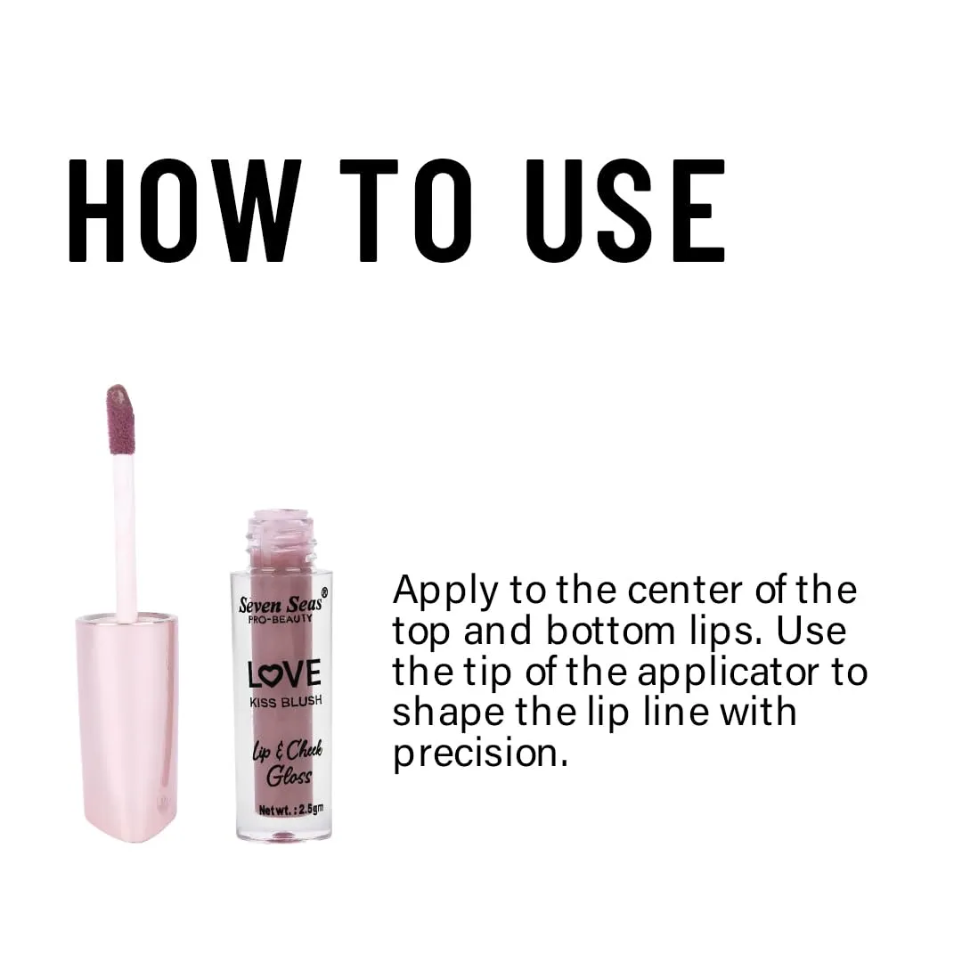 Seven Seas Rehab Plump & Tint Lip Love Kiss Blush | Highly Pigmented | Moisturizing lip gloss and lip cheek tint Glossy Finish (Nudy Mauve)