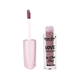 Seven Seas Rehab Plump & Tint Lip Love Kiss Blush | Highly Pigmented | Moisturizing lip gloss and lip cheek tint Glossy Finish (Nudy Mauve)