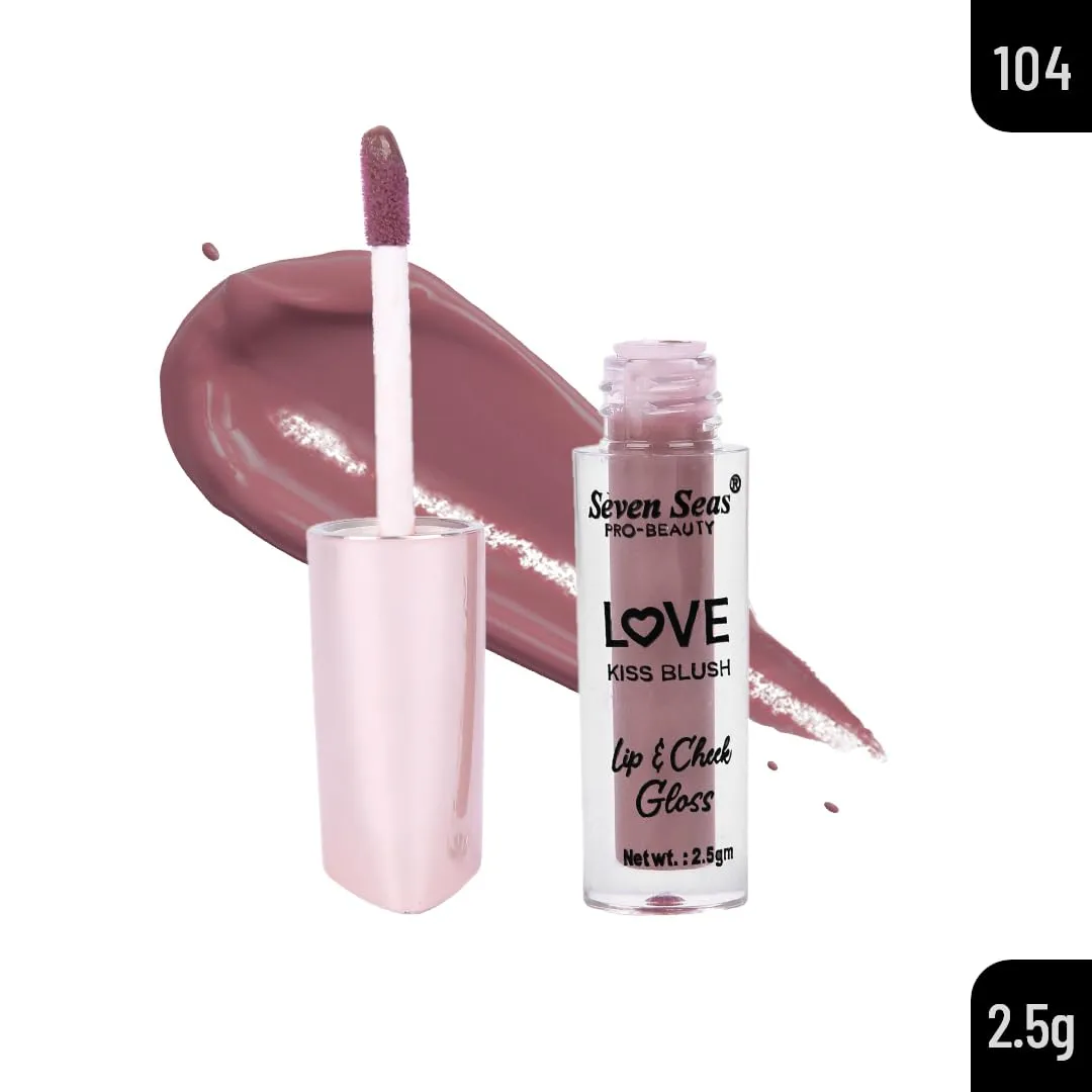 Seven Seas Rehab Plump & Tint Lip Love Kiss Blush | Highly Pigmented | Moisturizing lip gloss and lip cheek tint Glossy Finish (Nudy Mauve)