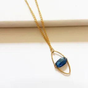 Smooth Kyanite Evil Eye Pendant Necklace (22 inches)