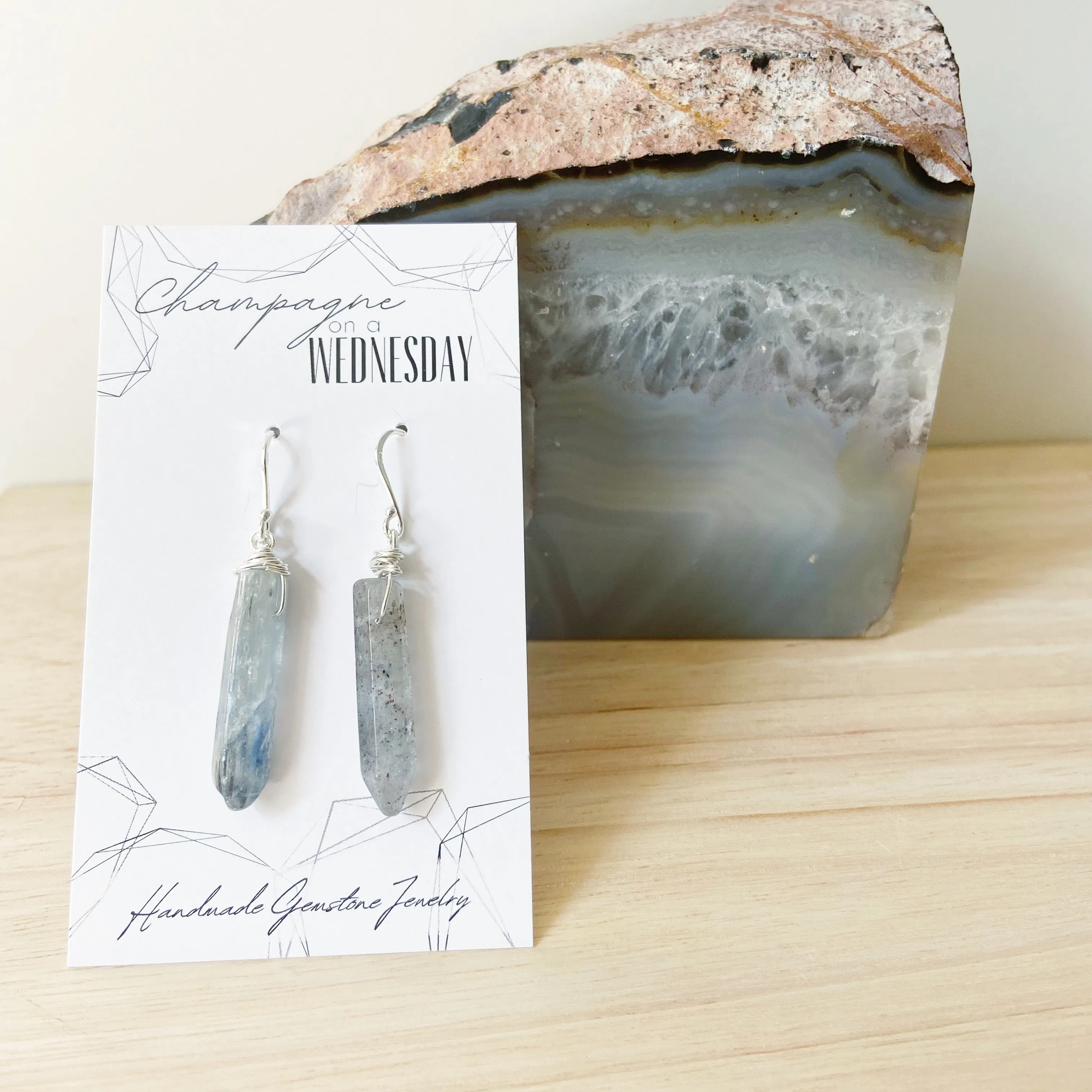 Smooth Kyanite Points Earrings in Gold or Silver