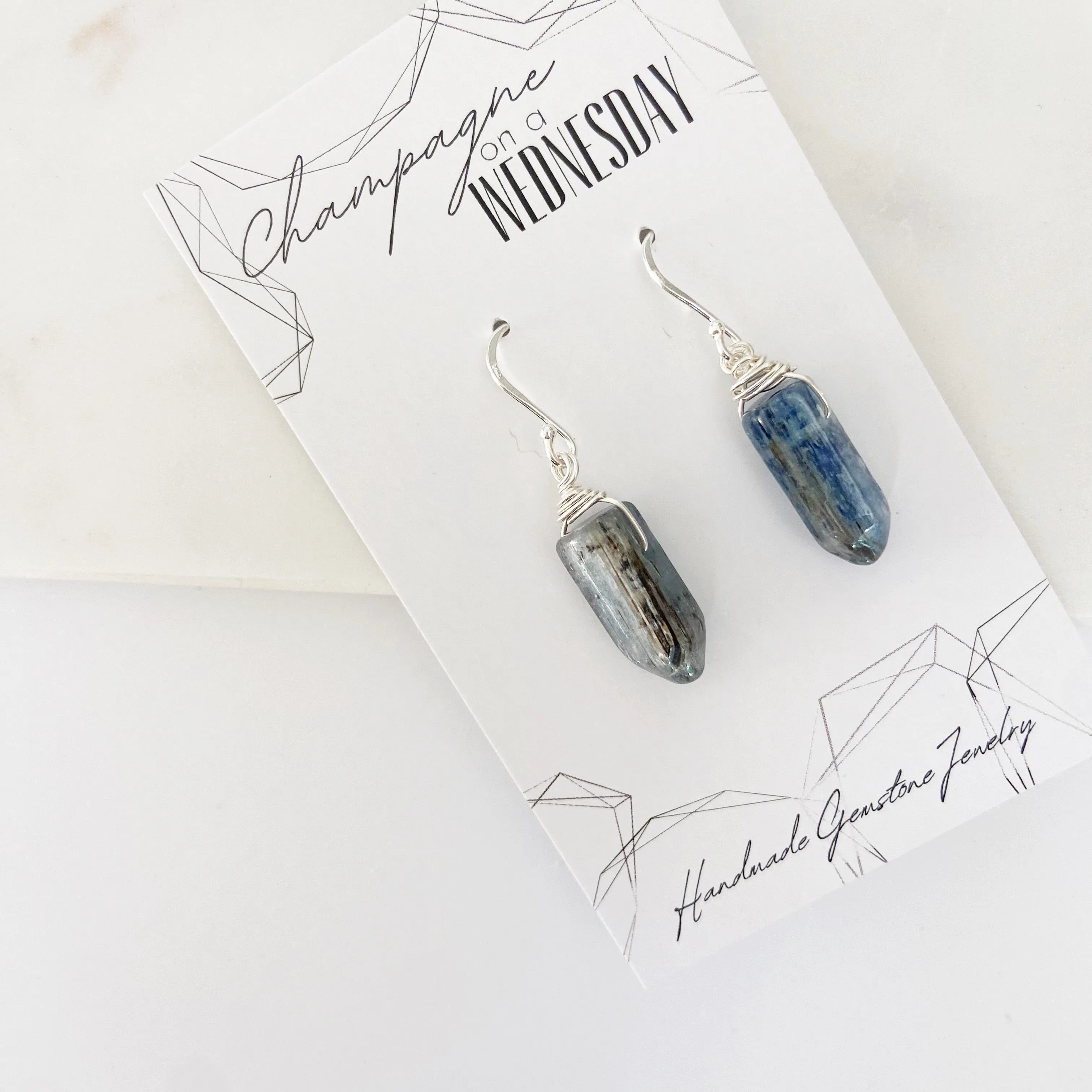 Smooth Kyanite Points Earrings in Gold or Silver