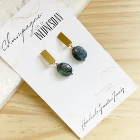 Smooth Kyanite Post Earrings in Gold or Silver