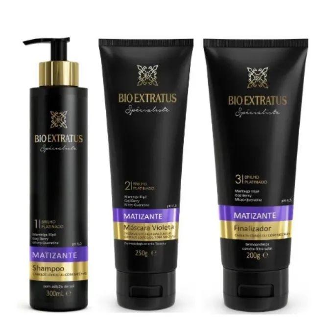 Violet Tinting Blond White Hair Neutralizing Treatment Kit 3 Itens - Bio Extratus