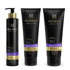 Violet Tinting Blond White Hair Neutralizing Treatment Kit 3 Itens - Bio Extratus